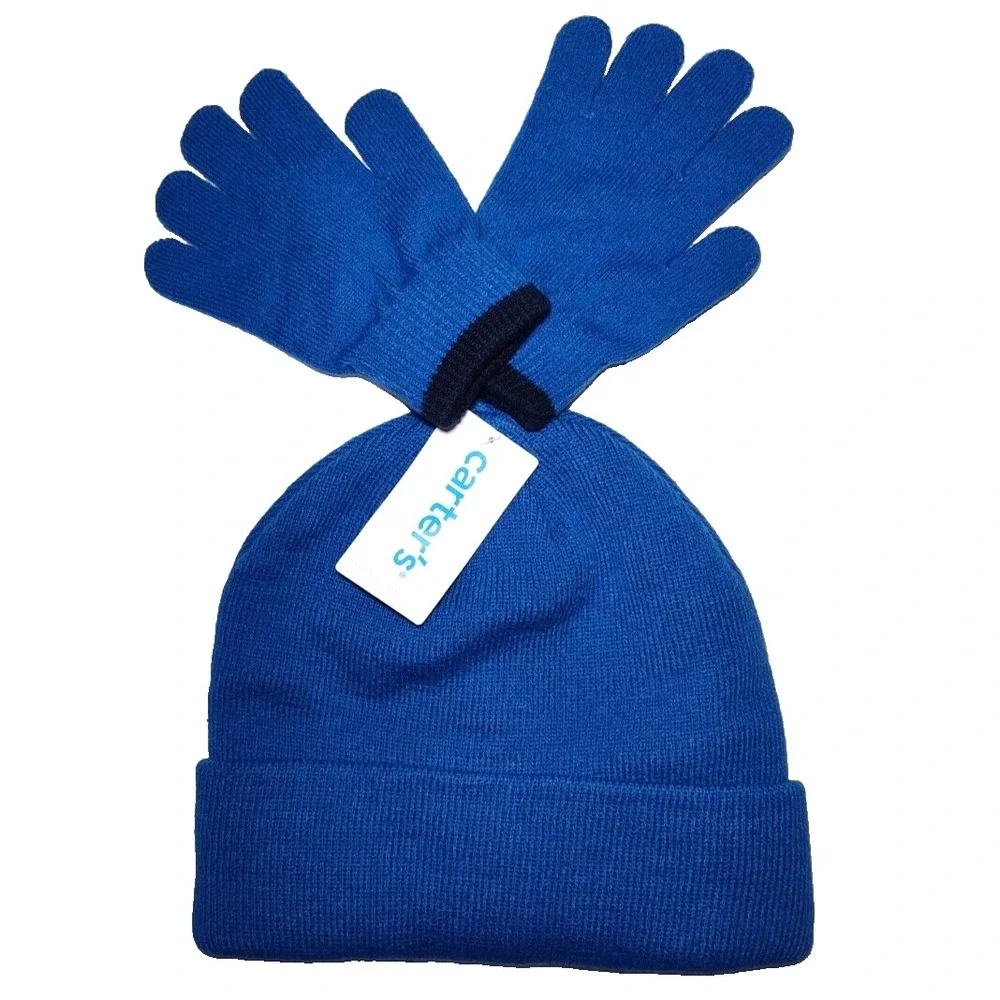 Carter's Hat Mittens Set Blue boys 4 7‎